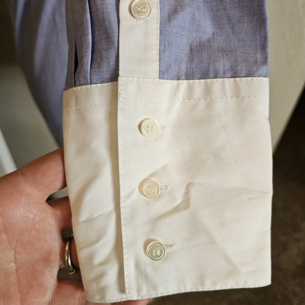 J. Crew Blue and White Collared Midi Shirt Dress